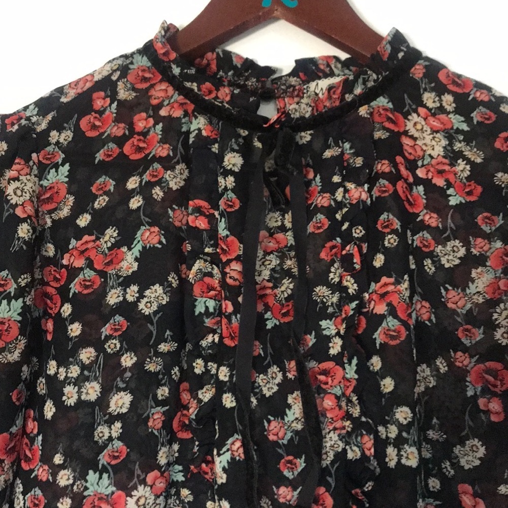 Sheer floral black top